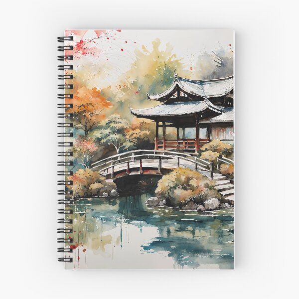 Item preview, Watercolor Painting of Japanese Garden designed and sold by AVoidoid.