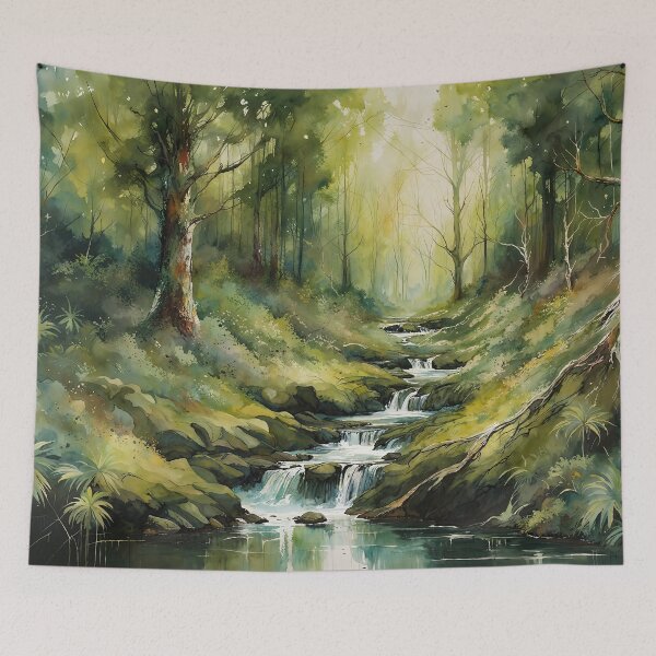 Item preview, Watercolor Landscape - Lush Forest - Made with AI designed and sold by AVoidoid.