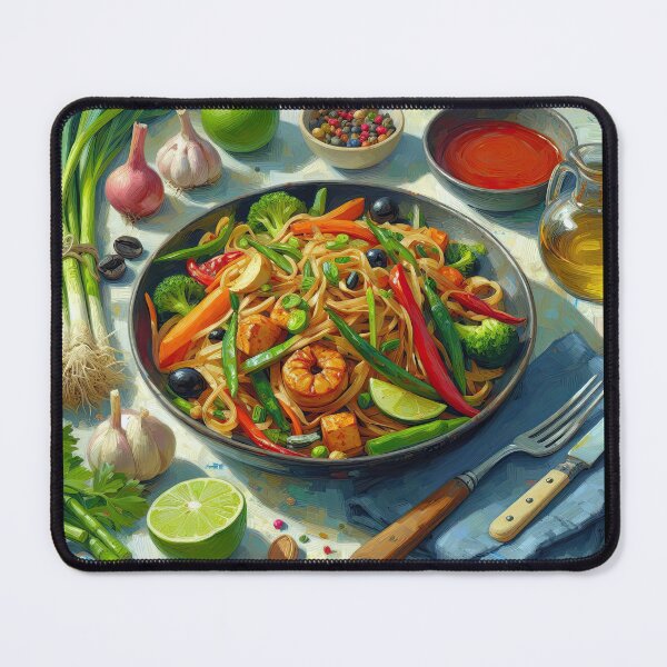 Item preview, Vegan Pad Thai Impressionism Art Style designed and sold by artofuniverse.