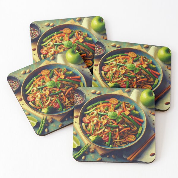 Item preview, Vegan Pad Thai Impressionism Art Style designed and sold by artofuniverse.