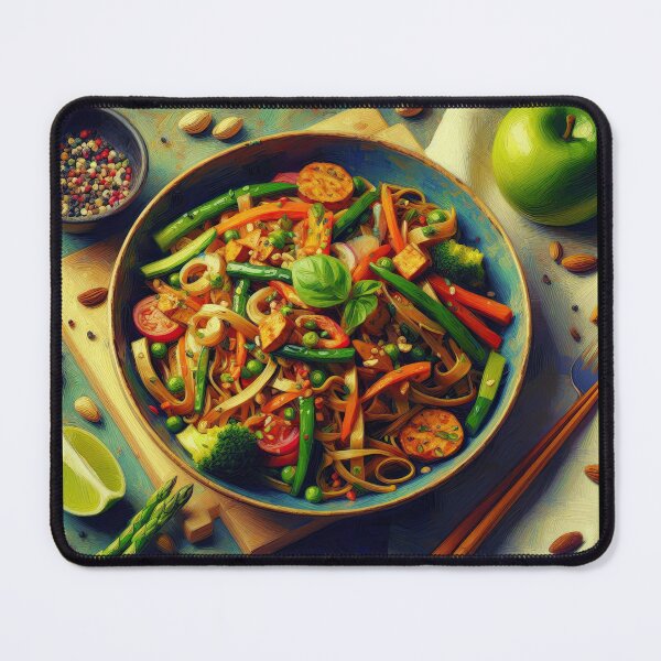Item preview, Vegan Pad Thai Impressionism Art Style designed and sold by artofuniverse.