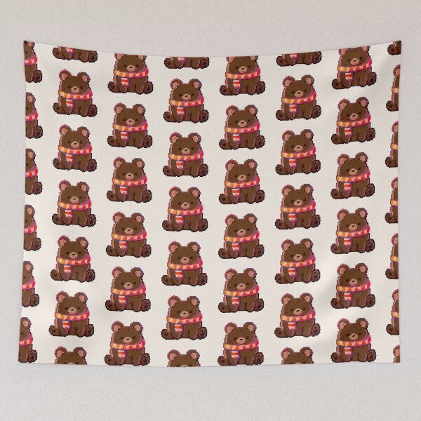 Item preview, Pixel art Bear wearing scarf  designed and sold by Artofmayara.