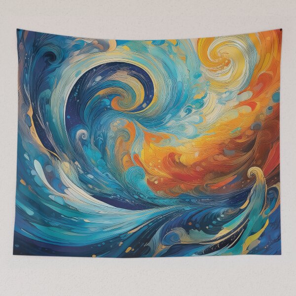 Item preview, A vibrant and dynamic abstract design depicting swirling, intertwining waves of color.  designed and sold by HEMRO.