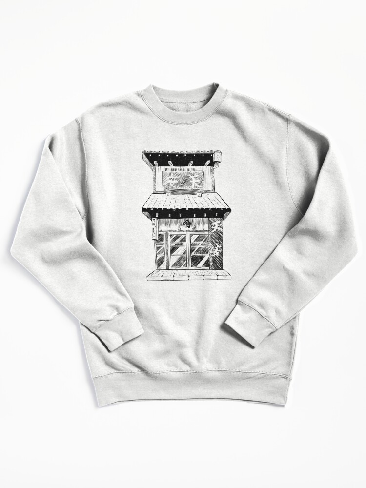Thumbnail 2 of 7, Pullover Sweatshirt, Building Japanese illustration ink designed and sold by HiganbanaShop.