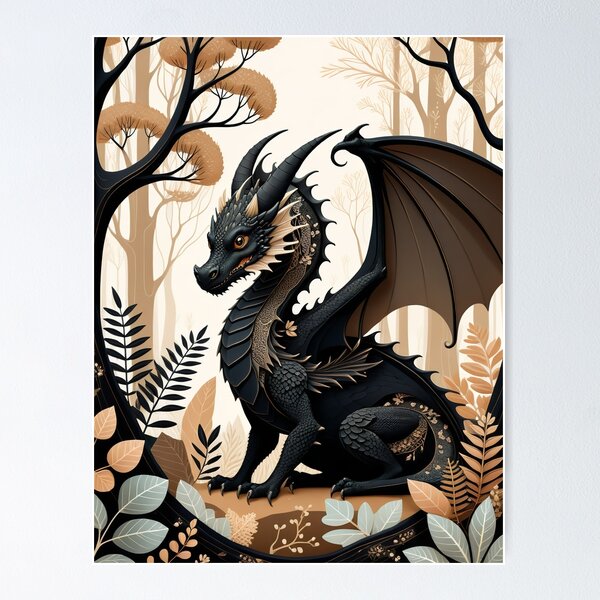 Item preview, Kawaii Black Dragon Whimsical Wild Life Abstract Vintage Zentangle Art designed and sold by Witty Shirts.