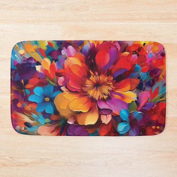 Item preview, A vibrant and colorful floral bouquet. The design features a variety of flowers in various shades of red, orange, pink, purple, blue, and yellow. designed and sold by HEMRO.