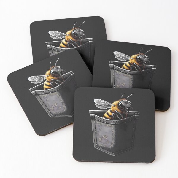 Item preview, A bee exploring the comfort of a black pocket designed and sold by aminz4.