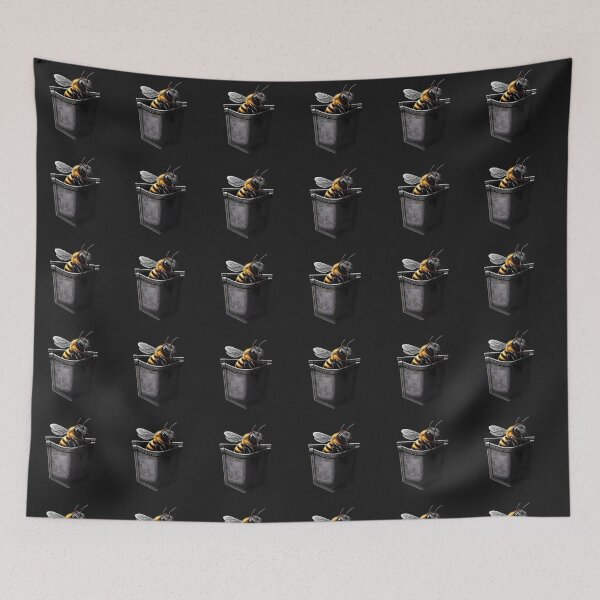 Item preview, A bee exploring the comfort of a black pocket designed and sold by aminz4.