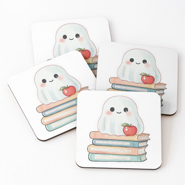 Item preview, Adorable Ghost with Books and Apple Sticker for Book Lovers designed and sold by Liseri.