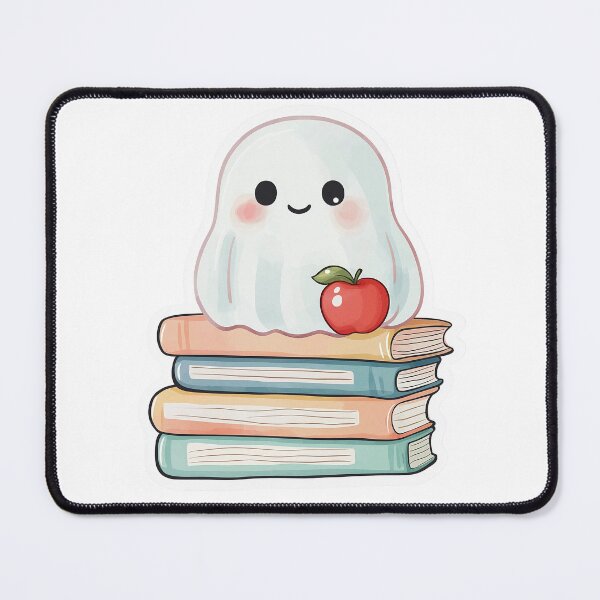 Item preview, Adorable Ghost with Books and Apple Sticker for Book Lovers designed and sold by Liseri.