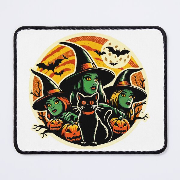 Item preview,  Enchanting Witches with Black Cat and Pumpkins - Halloween Vibes designed and sold by Anastasiia Lang.