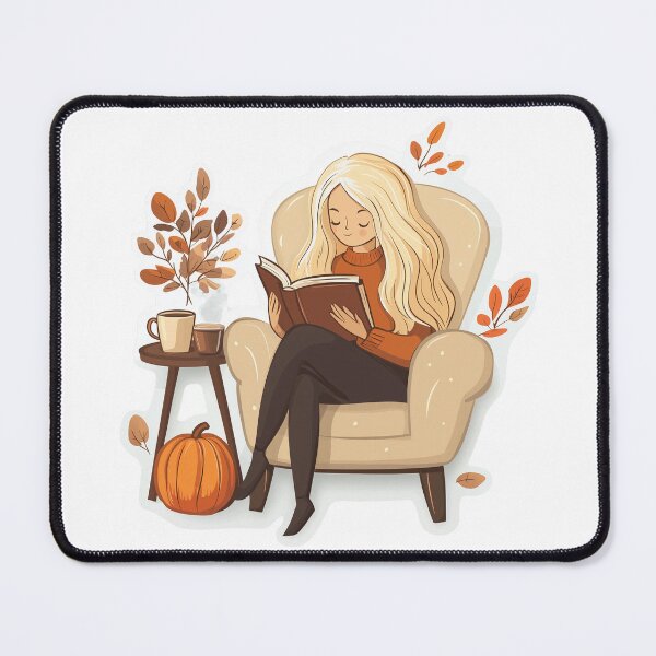 Item preview, Cozy Fall Reading Scene with Coffee and Pumpkins Sticker designed and sold by Liseri.