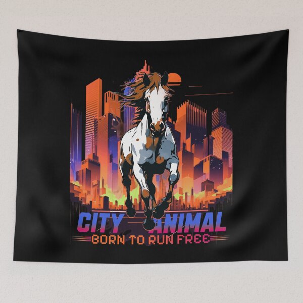 Item preview, CITY ANIMAL BORN TO RUN FREE - CYBERPUNK HORSE designed and sold by justyna-s28.
