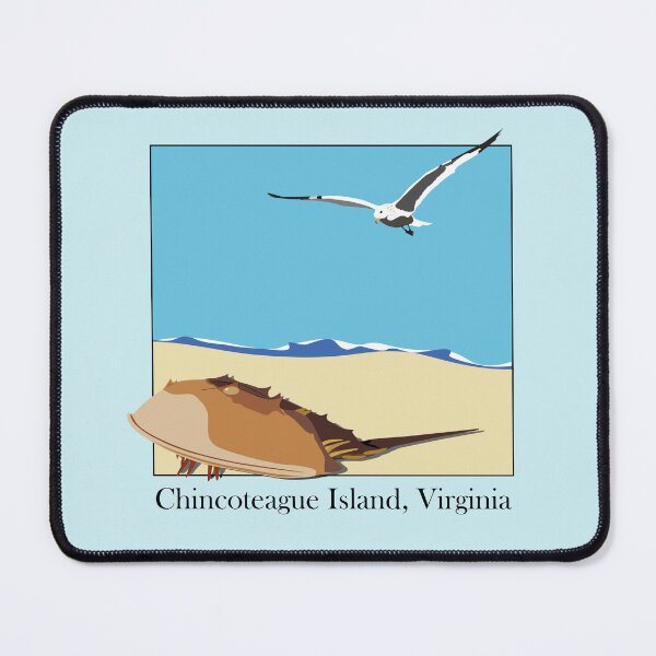 Item preview, Horseshoe Crab and Seagull Beach Design Chincoteague Island, Virginia baskerville designed and sold by laughingwillows.