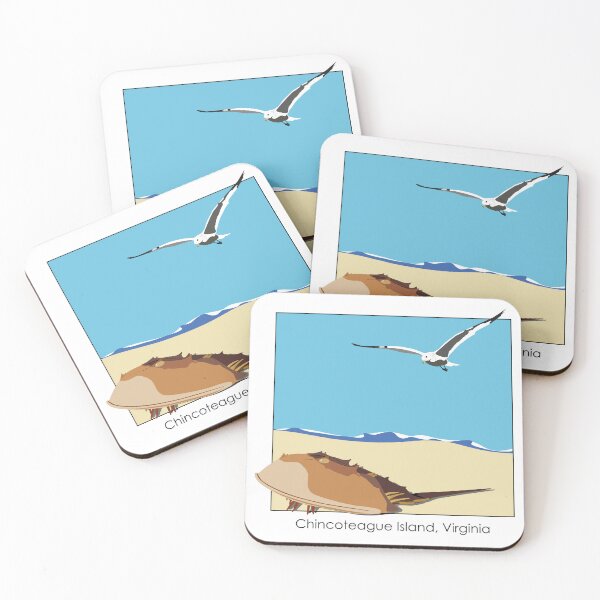 Item preview, Horseshoe Crab and Seagull Beach Design Chincoteague Island, Virginia century designed and sold by laughingwillows.