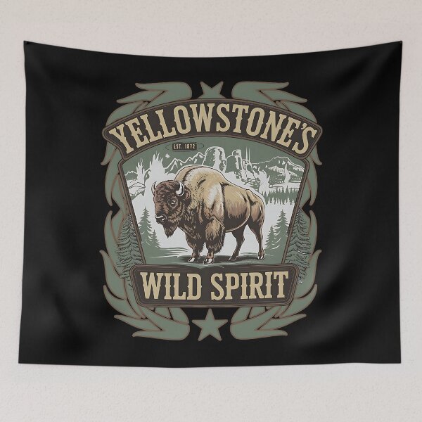 Item preview, YELLOWSTONE'S WILD SPIRIT - OLIVE VINTAGE BIZON FROM YELLOWSTONE NATIONAL PARK designed and sold by justyna-s28.