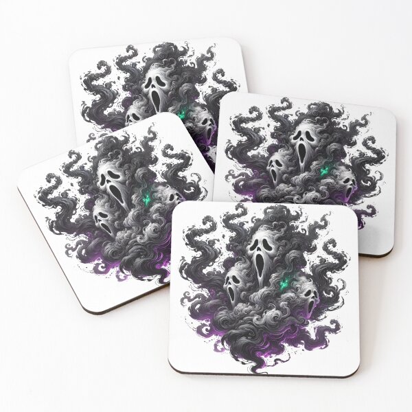 Item preview, Ghostly Faces Emerging from Dark Smoke with Neon Highlights designed and sold by Pattamo1.