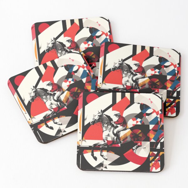 Item preview, Horse and rider navigating obstacles geometric patterns event Active Outdoors Inspired Art designed and sold by CDC40.