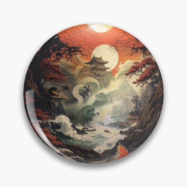 Artikelvorschau, Zwillingsmonde über dem Drachenmeer - Japanische Fantasy-Kunst entworfen und verkauft von landletsy.