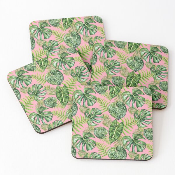 Item preview, Tropical Houseplants Leaf Pattern Pink designed and sold by Katariina Purru.