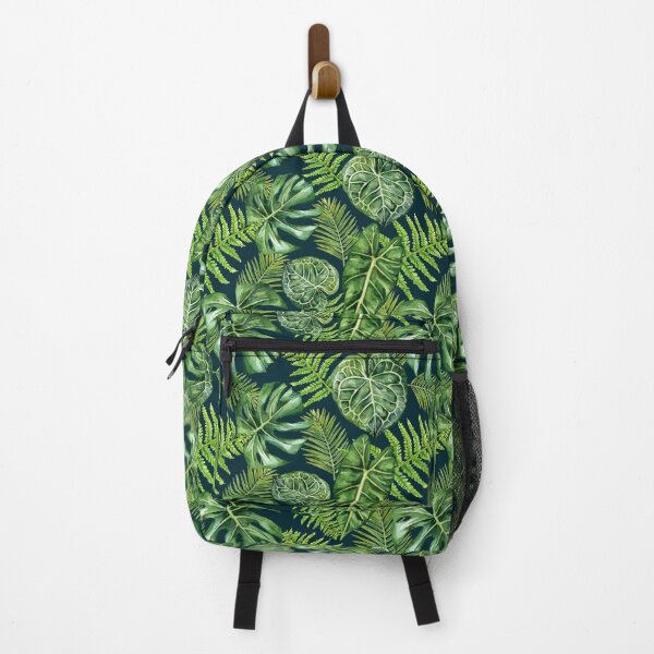 Item preview, Tropical Houseplants Leaf Pattern Dark Blue designed and sold by Katariina Purru.