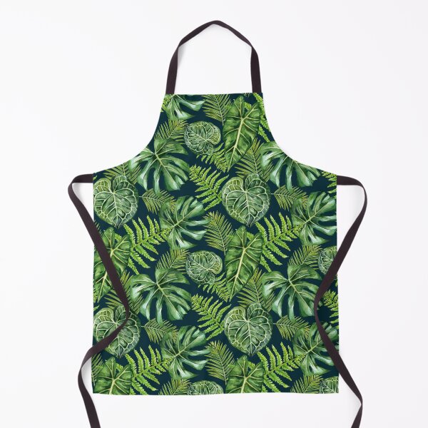 Item preview, Tropical Houseplants Leaf Pattern Dark Blue designed and sold by Katariina Purru.