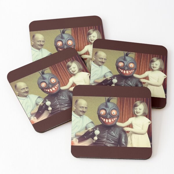 Item preview, Retro Family with Monster Friend - Vintage Surreal Horror designed and sold by landletsy.