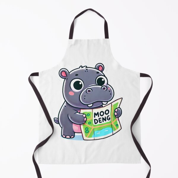 Item preview, Moo Deng Cute Baby Hippo Holding a Zoo Map Cartoon Design designed and sold by Pattamo1.