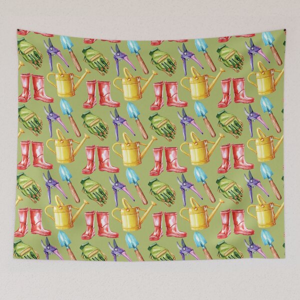 Item preview, Garden Tools Pattern Green designed and sold by Katariina Purru.
