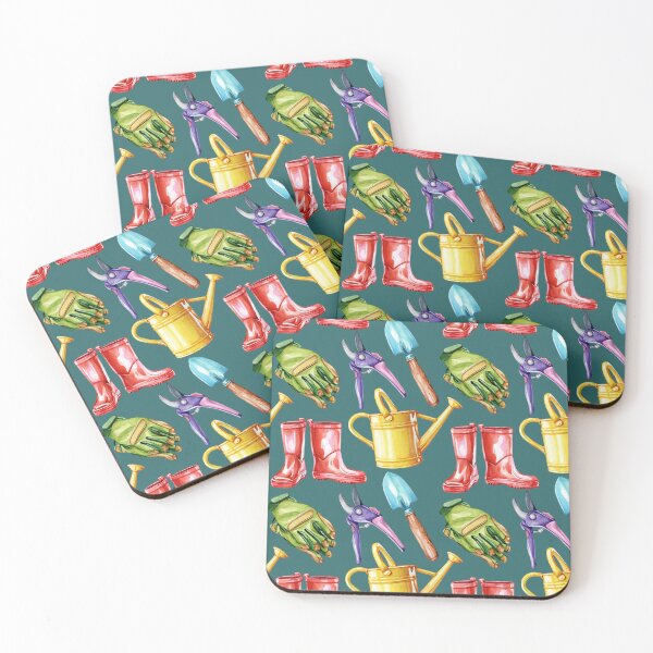 Item preview, Garden Tools Pattern Dark Turquoise designed and sold by Katariina Purru.