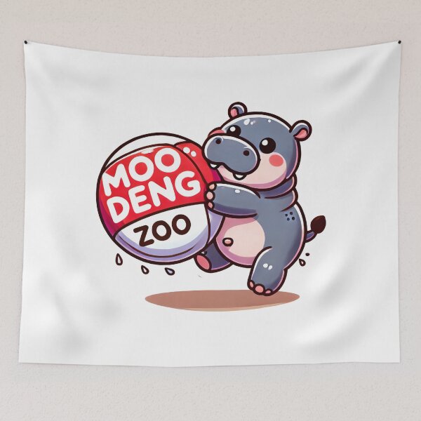 Item preview, Moo Deng Cute Hippo Playing with Zoo Ball Cartoon Design designed and sold by Pattamo1.