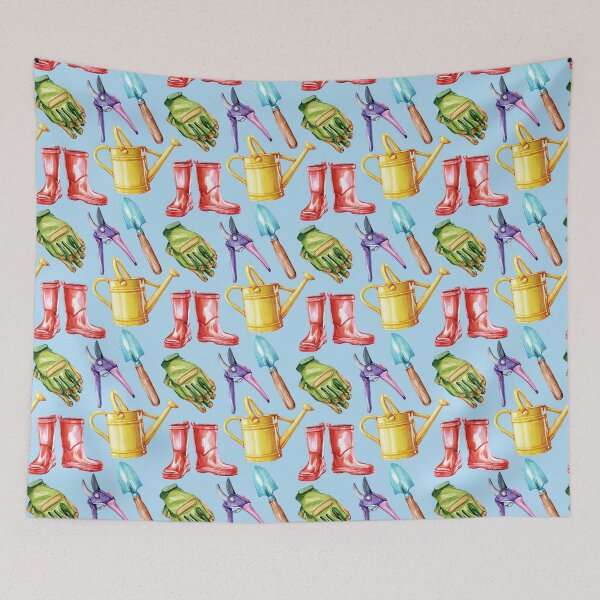 Item preview, Garden Tools Pattern Blue designed and sold by Katariina Purru.