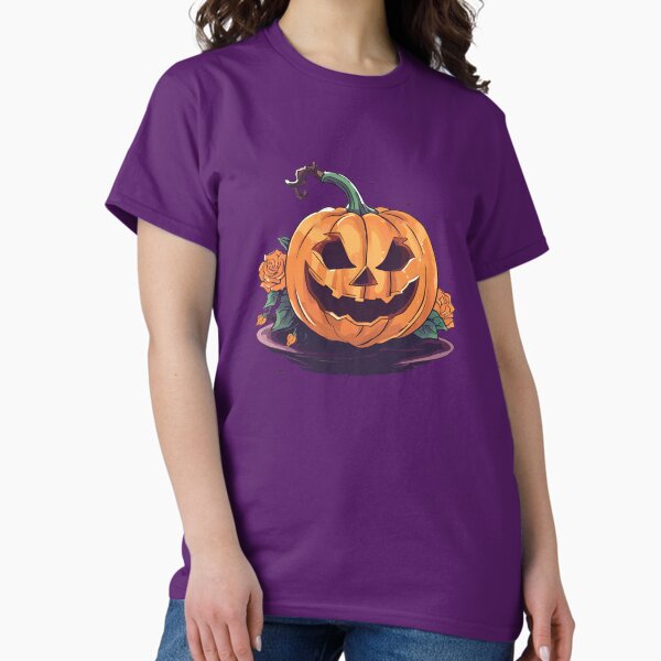 Item preview, "Smiling Jack-O'-Lantern Amidst Roses" designed and sold by Ymyot1997.