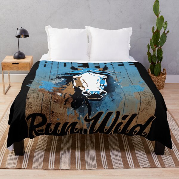Item preview, RIDE FREE RUN WILD - BLUE BROWN WATERCOLOR HORSE designed and sold by justyna-s28.