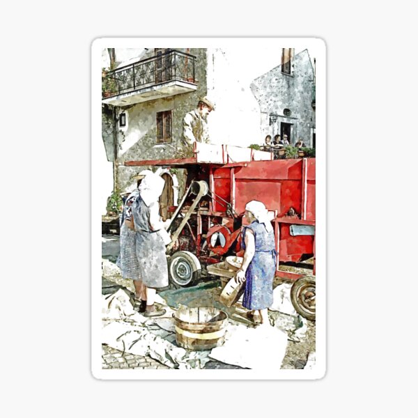 Item preview, Three women peasants around the threshing machine in the square designed and sold by Giuseppe Cocco.