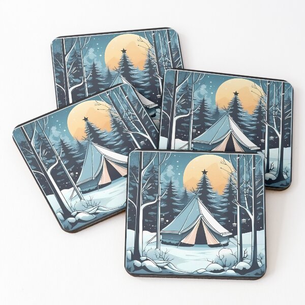 Item preview, Cozy Holidays - Camp in the Winter Forest | Festive Outdoor Adventure Art designed and sold by cabana.space.