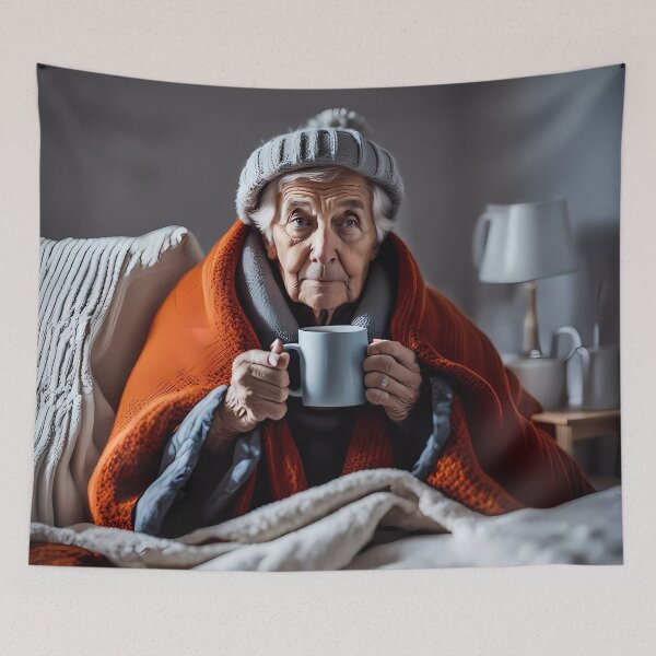 Item preview, Cold pensioner wrapped in blankets  designed and sold by Colin Bentham.