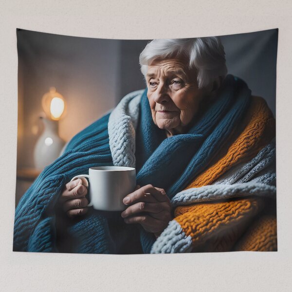 Item preview, Cold pensioner wrapped in blankets  designed and sold by Colin Bentham.