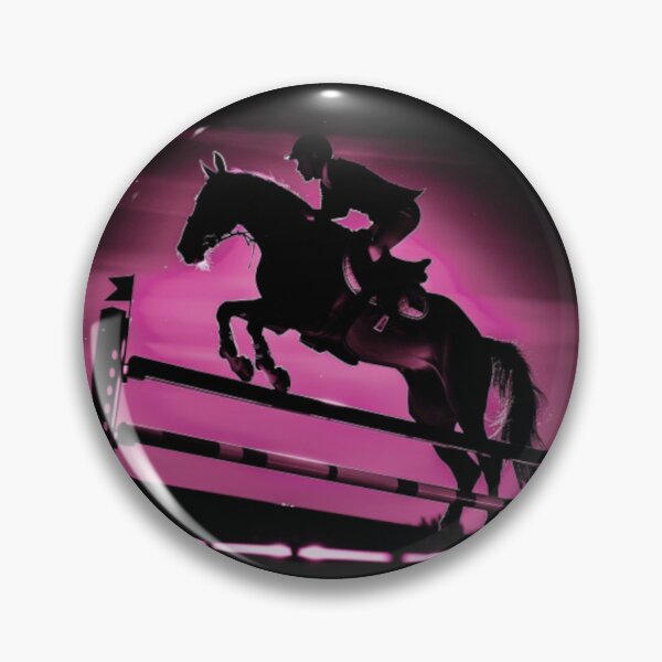 Artikelvorschau, Pferd und Reiter Springreiten monochrome Silhouette Event Active Outdoors Inspired Art entworfen und verkauft von CDC40.