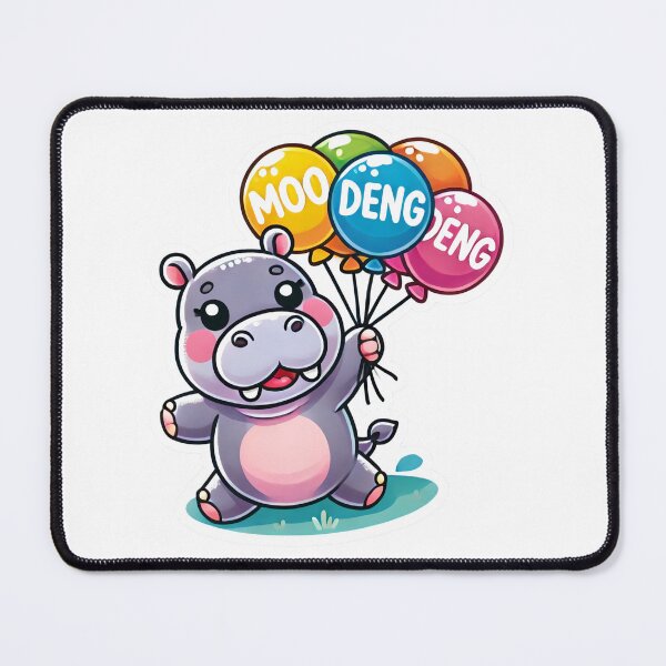 Item preview, Moo Deng Cute Hippo Holding Colorful Balloons Cartoon Design designed and sold by Pattamo1.