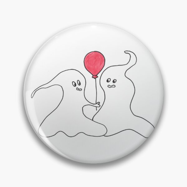 Artikelvorschau, 2 Geister mit rotem Luftballon entworfen und verkauft von Anke‘s Bazaar.