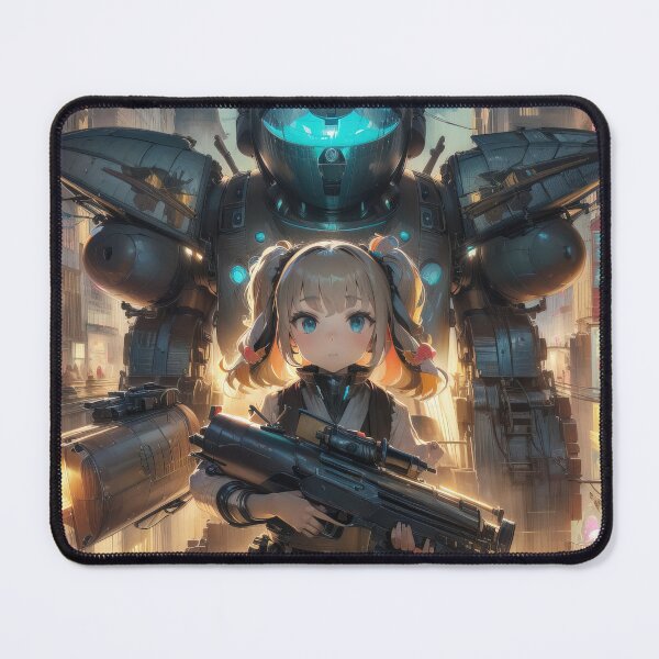 Item preview, Mech and scifi girl in a city art designed and sold by TheArtistOf2022.