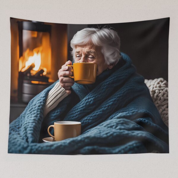 Item preview, Cold pensioner wrapped in blankets  designed and sold by Colin Bentham.