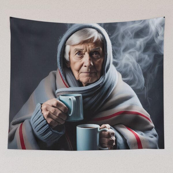 Item preview, Cold pensioner wrapped in blankets  designed and sold by Colin Bentham.