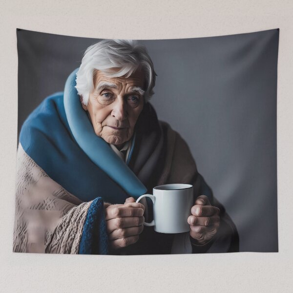 Item preview, Cold pensioner wrapped in blankets  designed and sold by Colin Bentham.