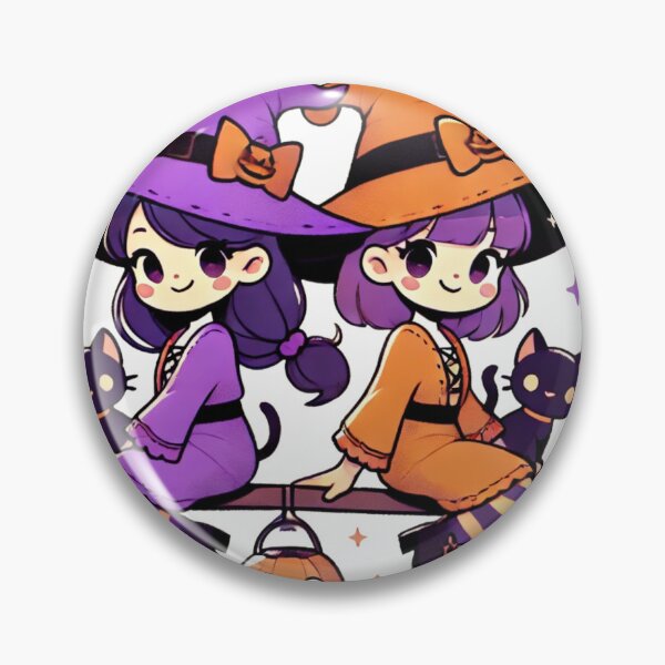 Item preview, Witchy Twins on Broomstick designed and sold by Chocobo Charm Emporium.