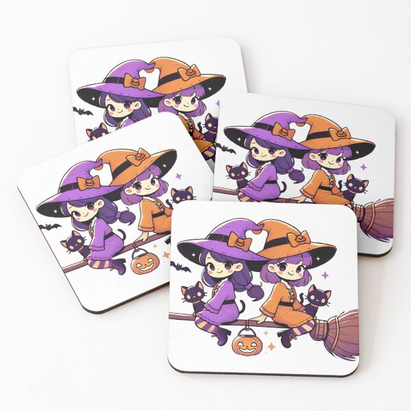 Item preview, Witchy Twins on Broomstick designed and sold by Chocobo Charm Emporium.