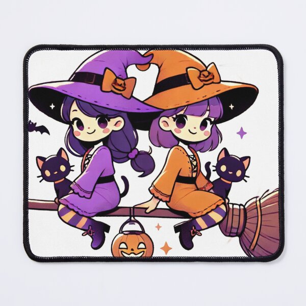 Item preview, Witchy Twins on Broomstick designed and sold by Chocobo Charm Emporium.