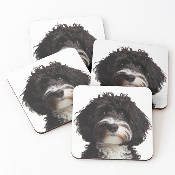 Item preview, Black and White Cockapoo, Black and White Doodle designed and sold by LittleRedDogArt.
