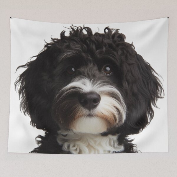 Item preview, Black and White Cockapoo, Black and White Doodle designed and sold by LittleRedDogArt.